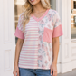 So Rosy Mixed Print V-Neck Top