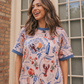 Lobster & Blooms Printed Ringer Tee