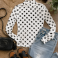 *free ship today* // Black and White Polka Dot Mesh Mock Neck Top
