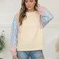 My Casual Cutie Oatmeal Patchwork Top