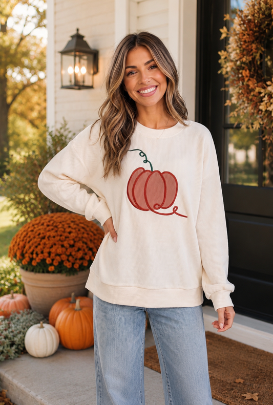 Pumpkin Patch Corded Sweatshirt