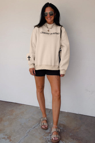 SHIPS FREE TODAY// Christ is King Embroidered Pullover Sweatshirt
