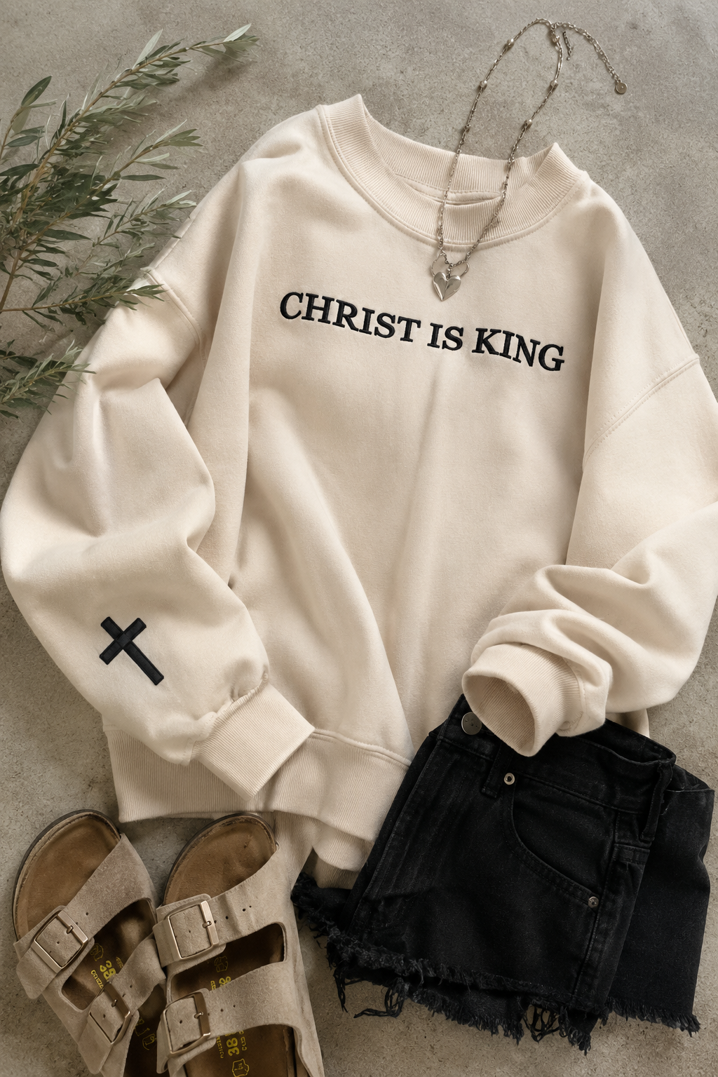 SHIPS FREE TODAY// Christ is King Embroidered Pullover Sweatshirt