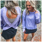 PREORDER: OPEN BACK Active Pullover in Purple // ships in 1-2 weeks