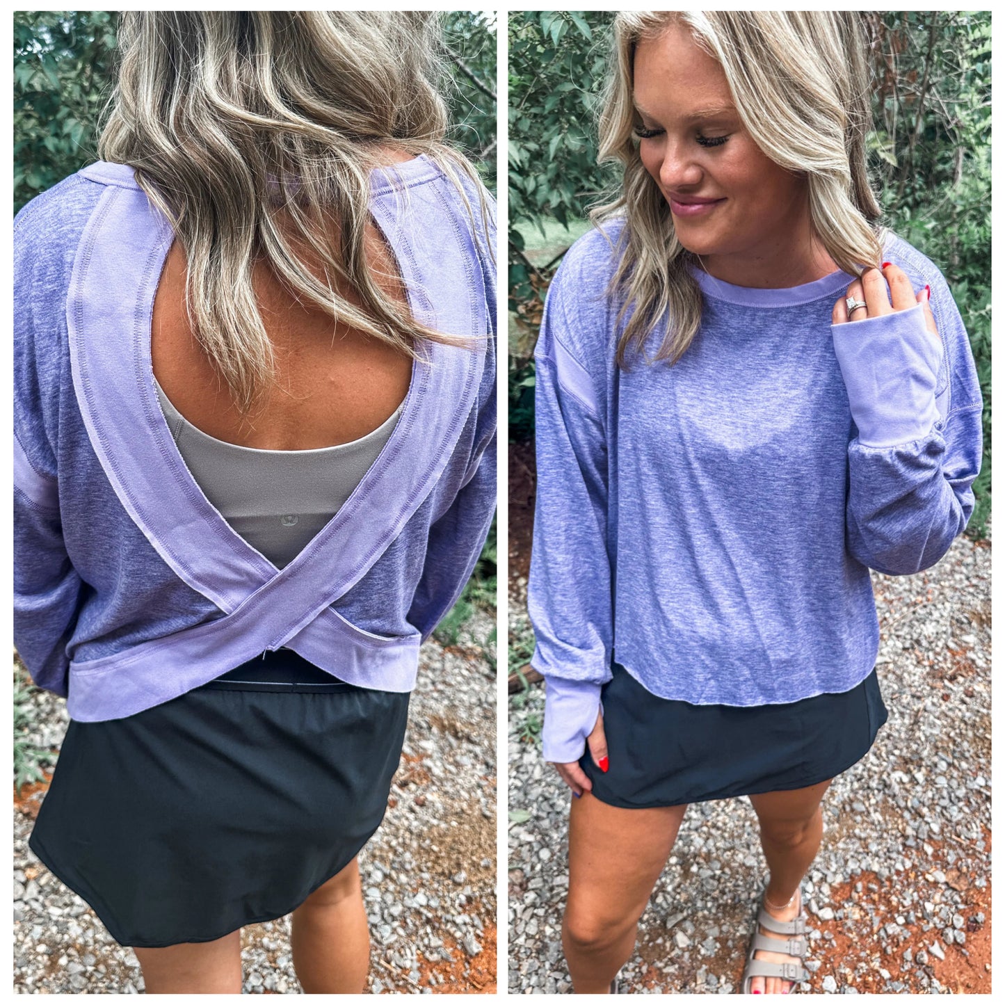 PREORDER: OPEN BACK Active Pullover in Purple // ships in 1-2 weeks