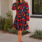 Bold Blooms Long Sleeve Tiered Mini Dress