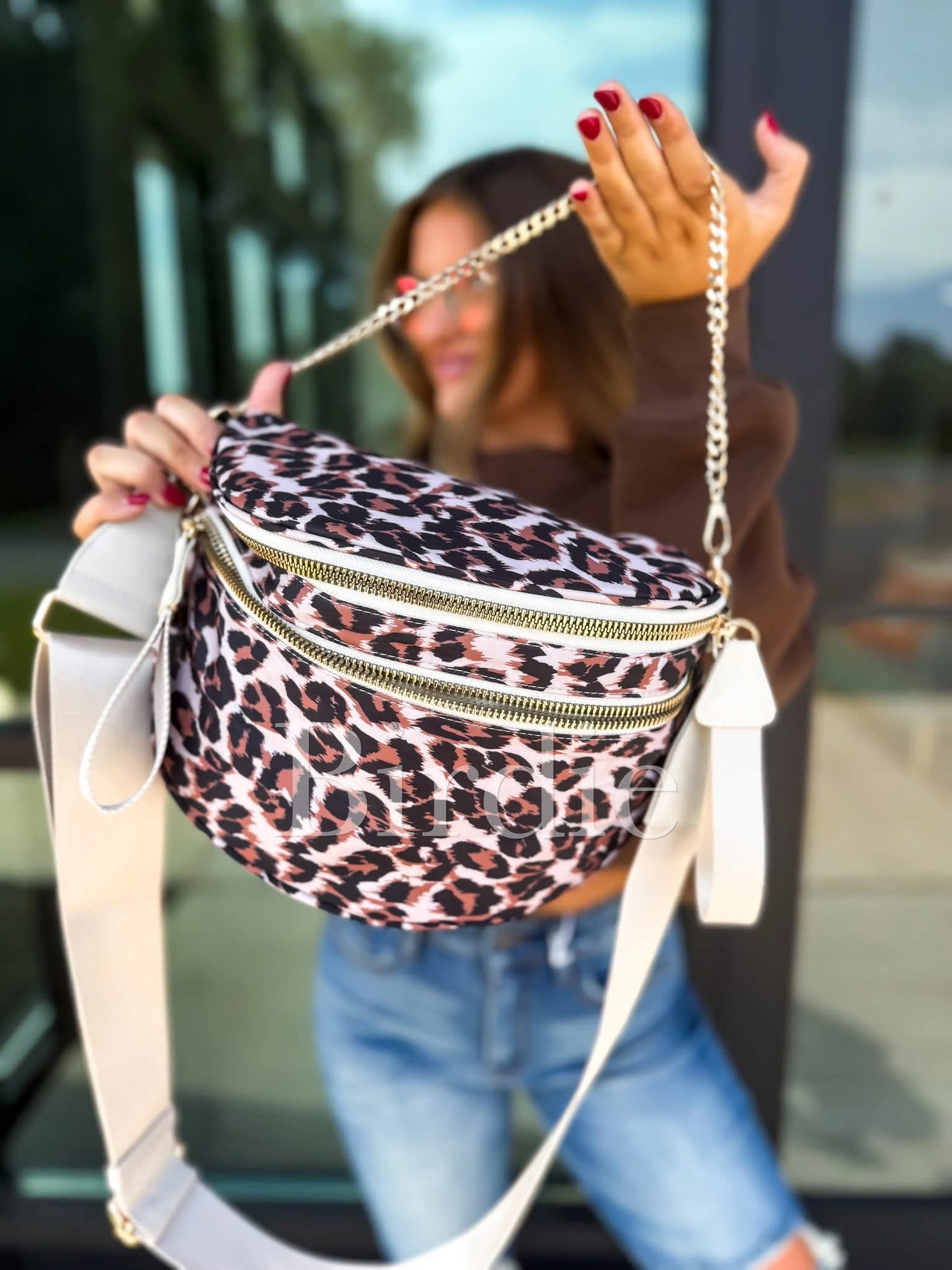 PREORDER: Double Zipper Crossbody Bag in Animal // 2-3 weeks