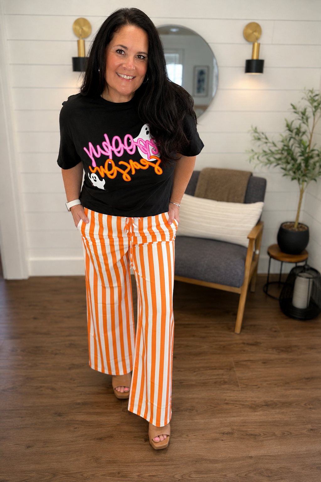 PREORDER: Orange and White Striped Wide Leg Pants // ships in 1-2 weeks