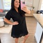 Black Solid Color Eyelet Embroidered Dress