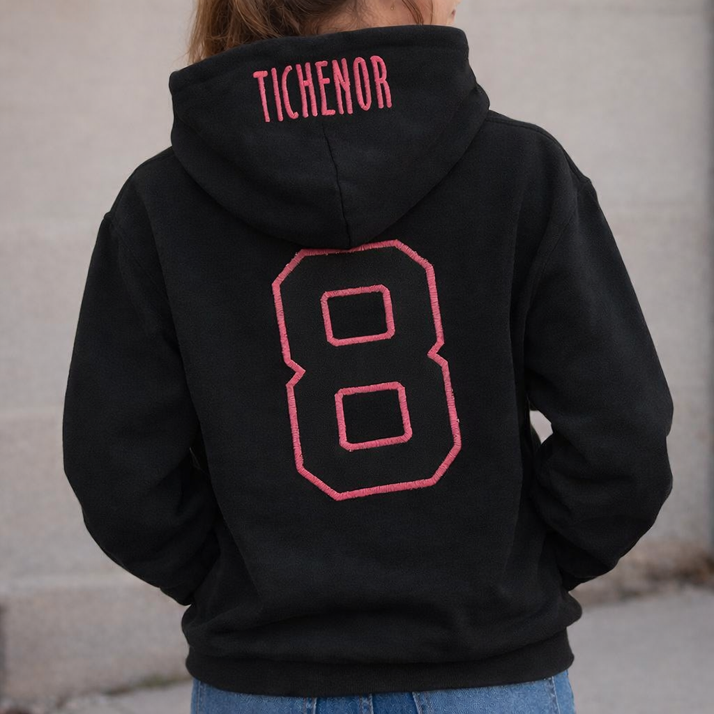 PREORDER: Embroidered Hood - Custom Appliqué Number // ships in 1-2 weeks