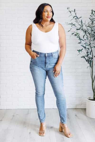 Tummy Control Contrast Wash Skinny Jeans - Judy Blue