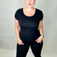 Round Neck Short Sleeve Tee with Built In Bra