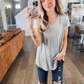 Effortless Short Sleeve V-neck Tee in Heather Grey