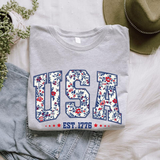 USA Floral Tee Preorder