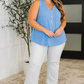 Buttoned Up Buttercup Sleeveless Top in Ocean Blue