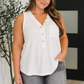 Buttoned Up Buttercup Sleeveless Top in Ivory