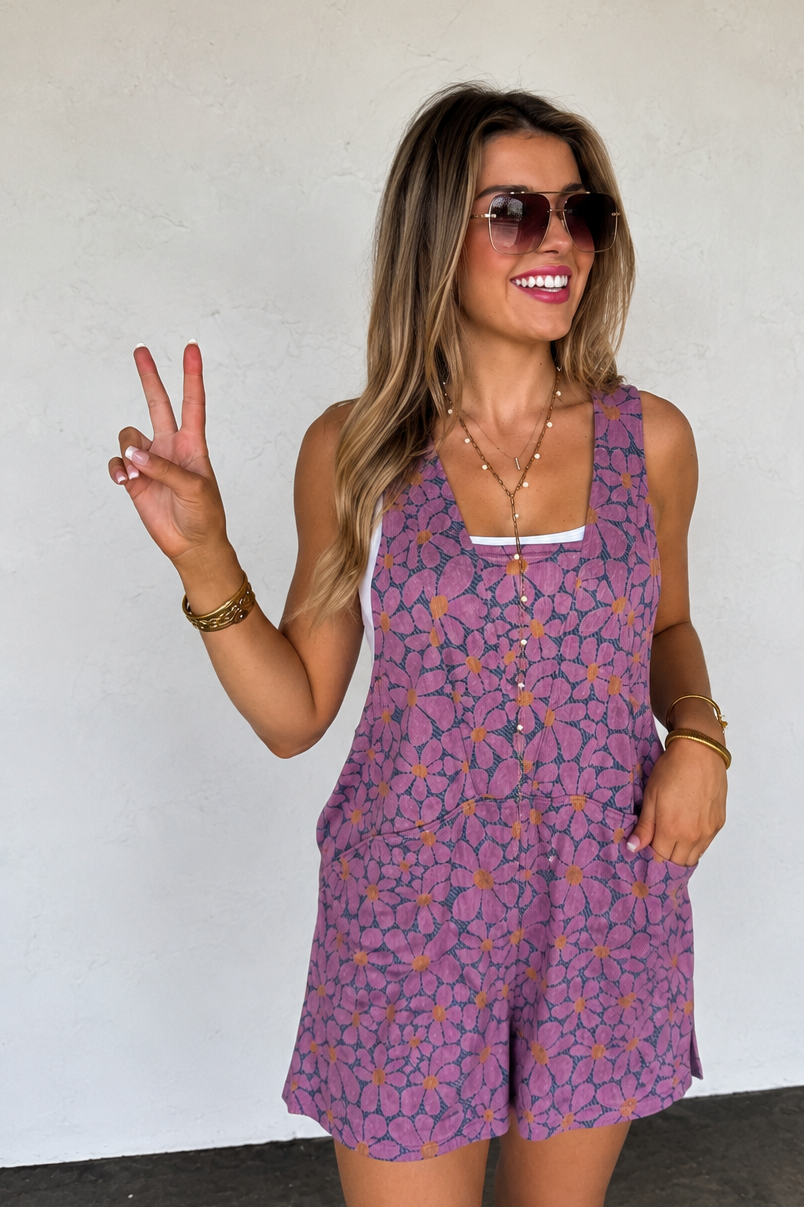 PREORDER: Denim Daisies Romper // eta June-July