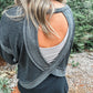 PREORDER: OPEN BACK Active Pullover in Gray // ships in 1-2 weeks