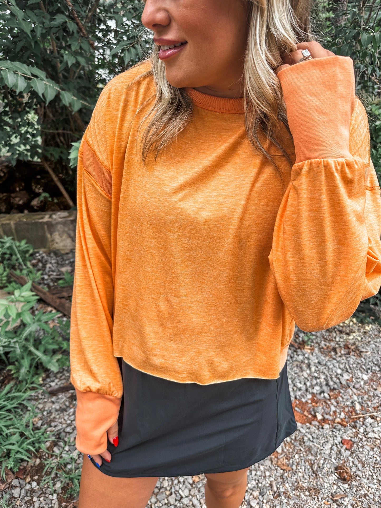 PREORDER: OPEN BACK Active Pullover in Orange // ships in 1-2 weeks
