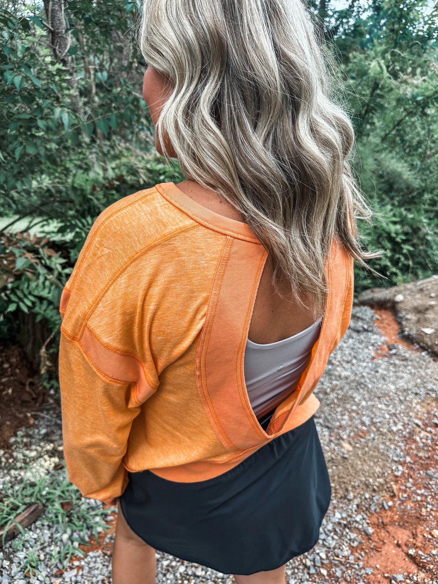 PREORDER: OPEN BACK Active Pullover in Orange // ships in 1-2 weeks