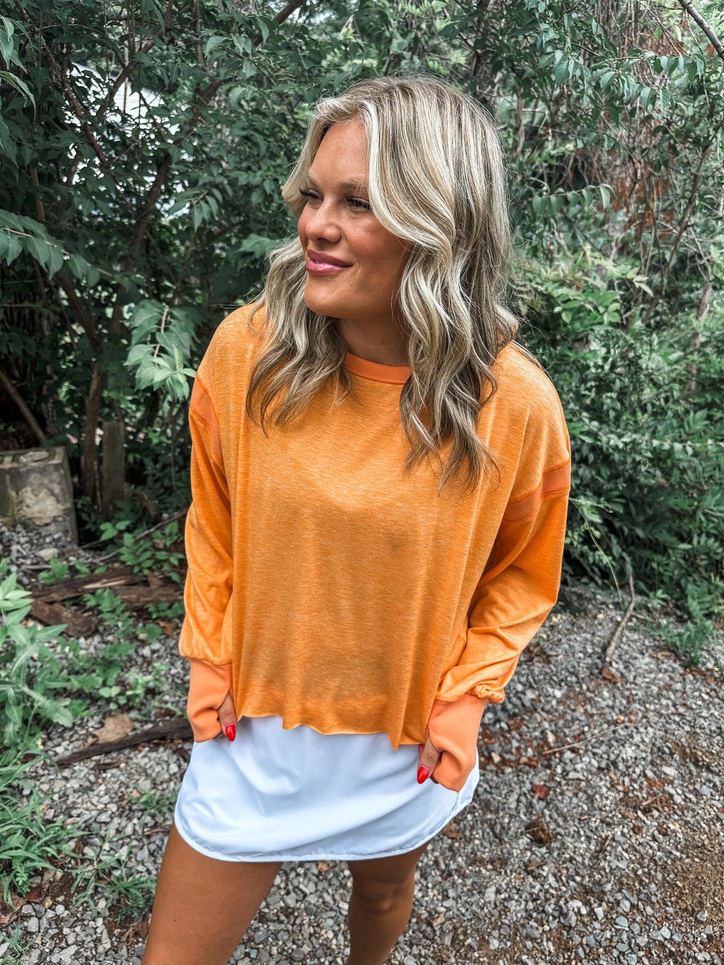 PREORDER: OPEN BACK Active Pullover in Orange // ships in 1-2 weeks
