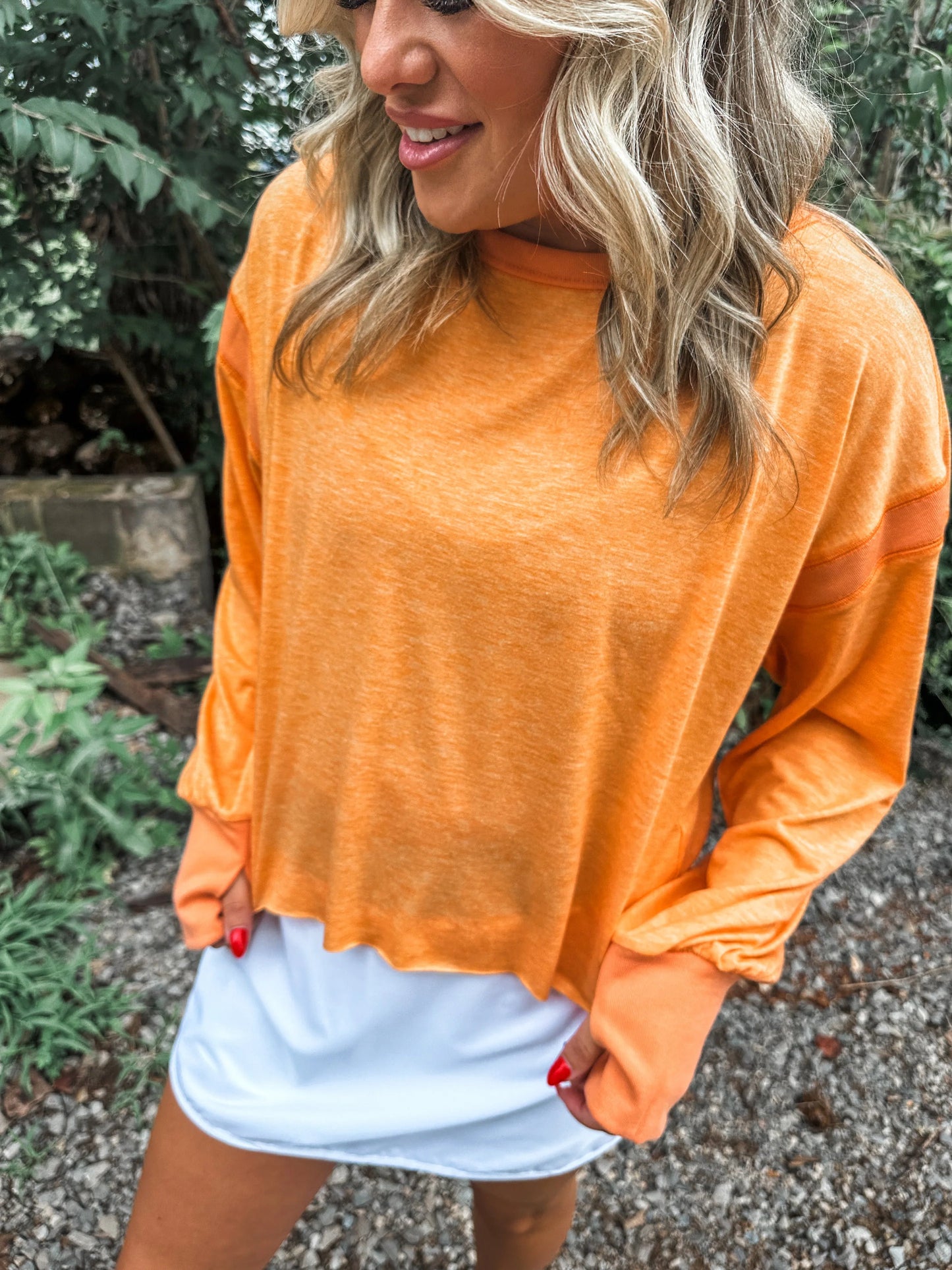 PREORDER: OPEN BACK Active Pullover in Orange // ships in 1-2 weeks