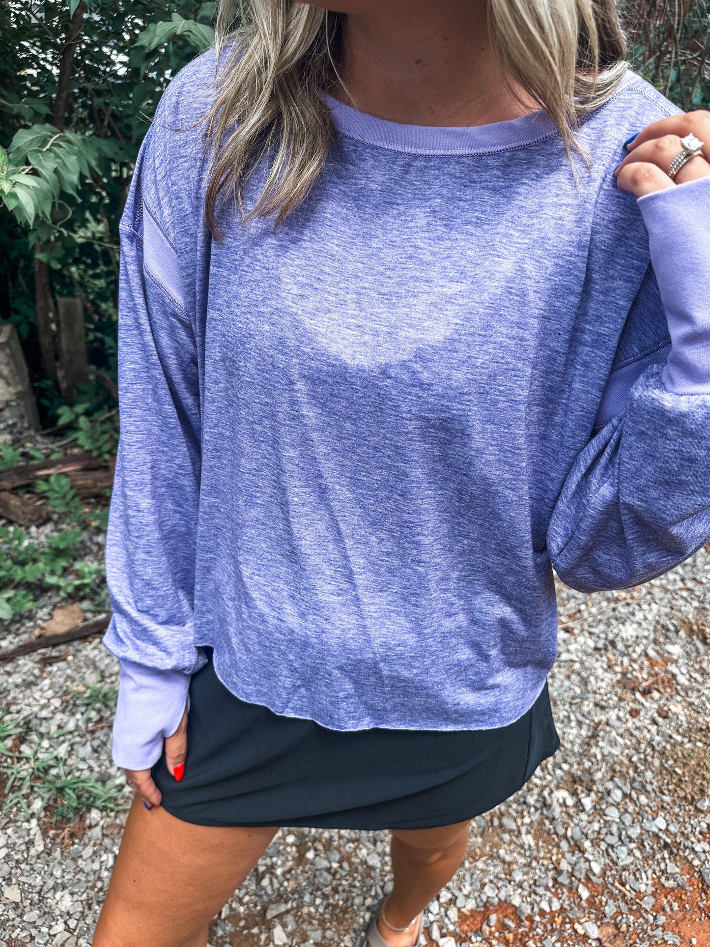PREORDER: OPEN BACK Active Pullover in Purple // ships in 1-2 weeks