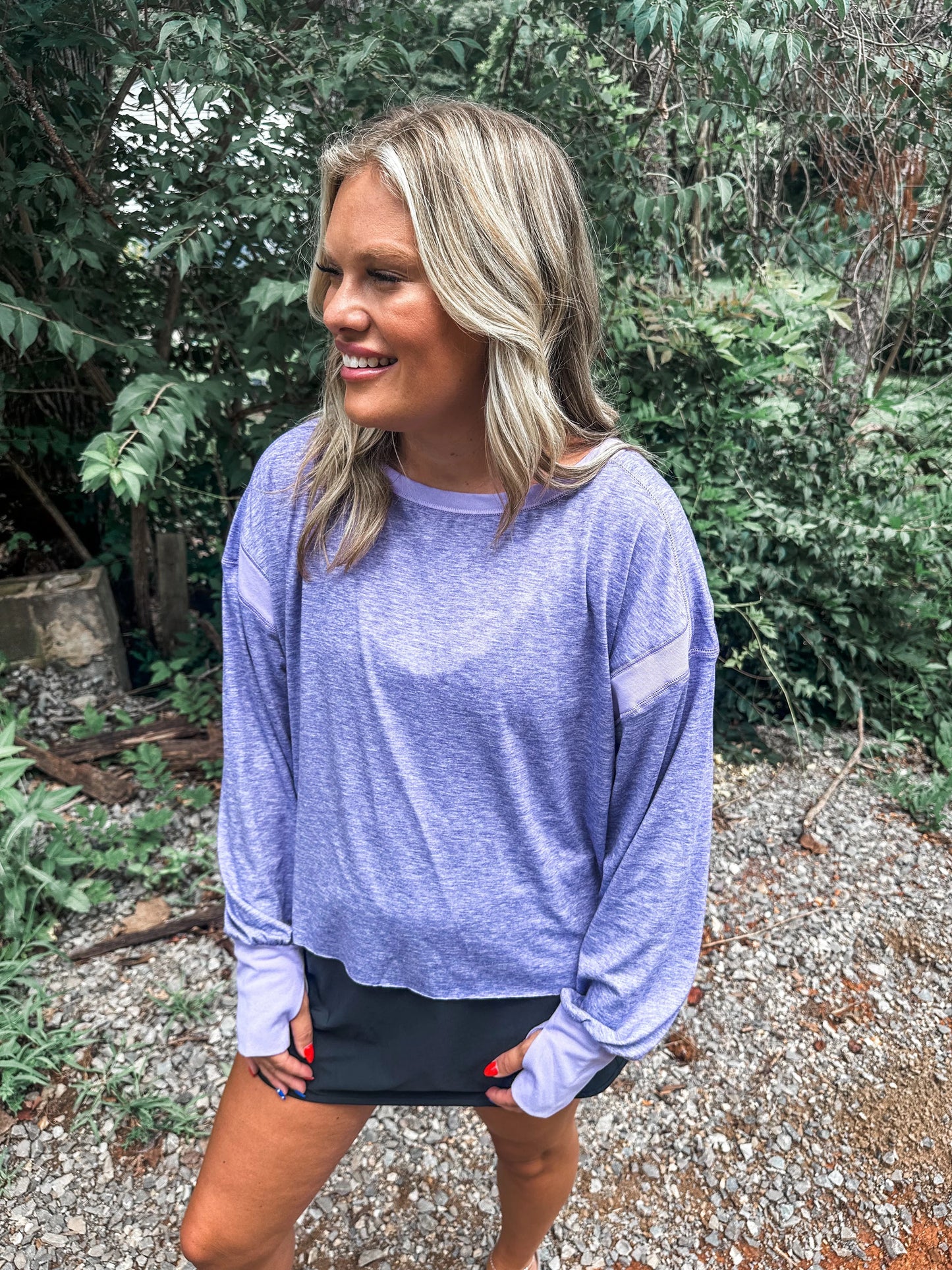 PREORDER: OPEN BACK Active Pullover in Purple // ships in 1-2 weeks
