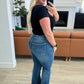 High Rise Tummy Control Frayed Hem Flare Jeans - Judy Blue