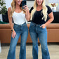 High Rise Tummy Control Frayed Hem Flare Jeans - Judy Blue