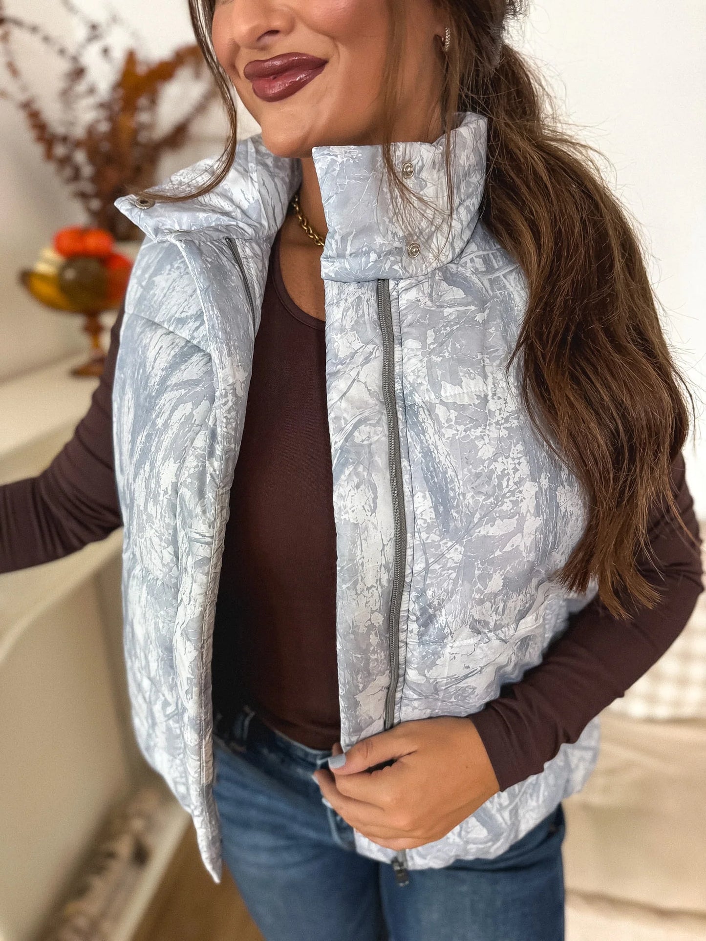 PREORDER: Puffer Vest in Silver Skies Camo // eta November - December
