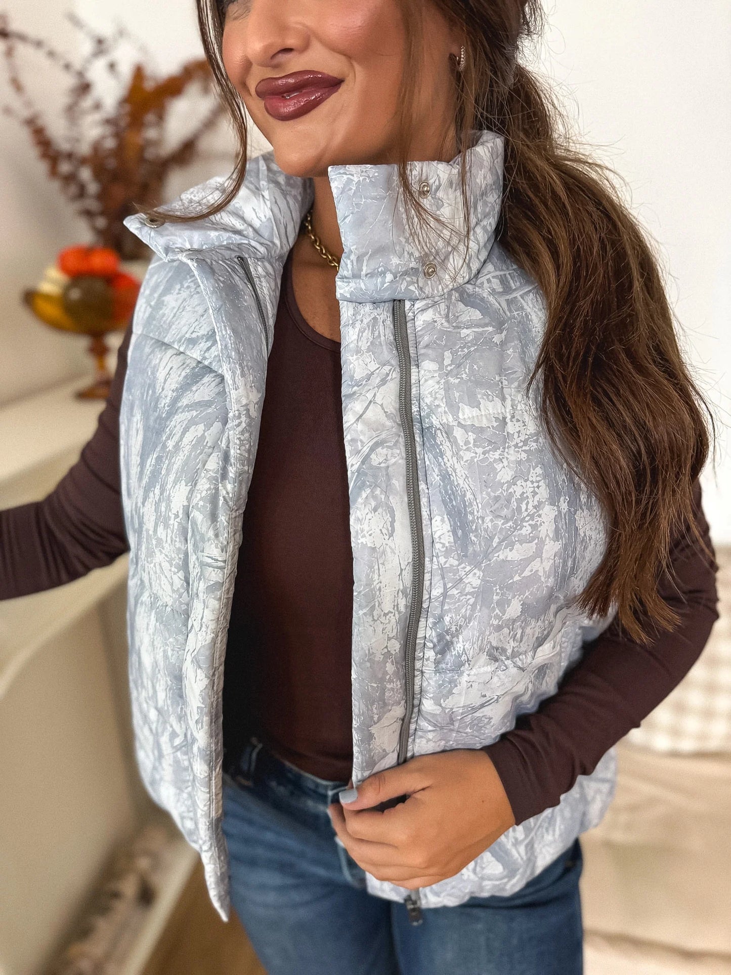 PREORDER: Puffer Vest in Silver Skies Camo // eta November - December