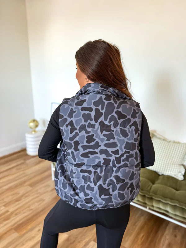 PREORDER: Puffer Vest in Blackout Duck Camo // eta September-October