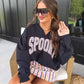 PREORDER // SPOOKY Stripes SPLIT NECK Graphic Crewneck on Black // ships in 2-3 weeks