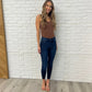 Mid Rise Adjustable Waist Raw Hem Skinny Jeans - Judy Blue