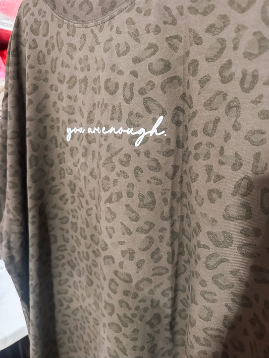 Enough Brown Leopard Puff Tee // ships in about a week