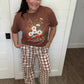 SHIPS FREEE TODAY // Brown Gingham Tie Elastic Waist Pant