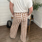 SHIPS FREEE TODAY // Brown Gingham Tie Elastic Waist Pant