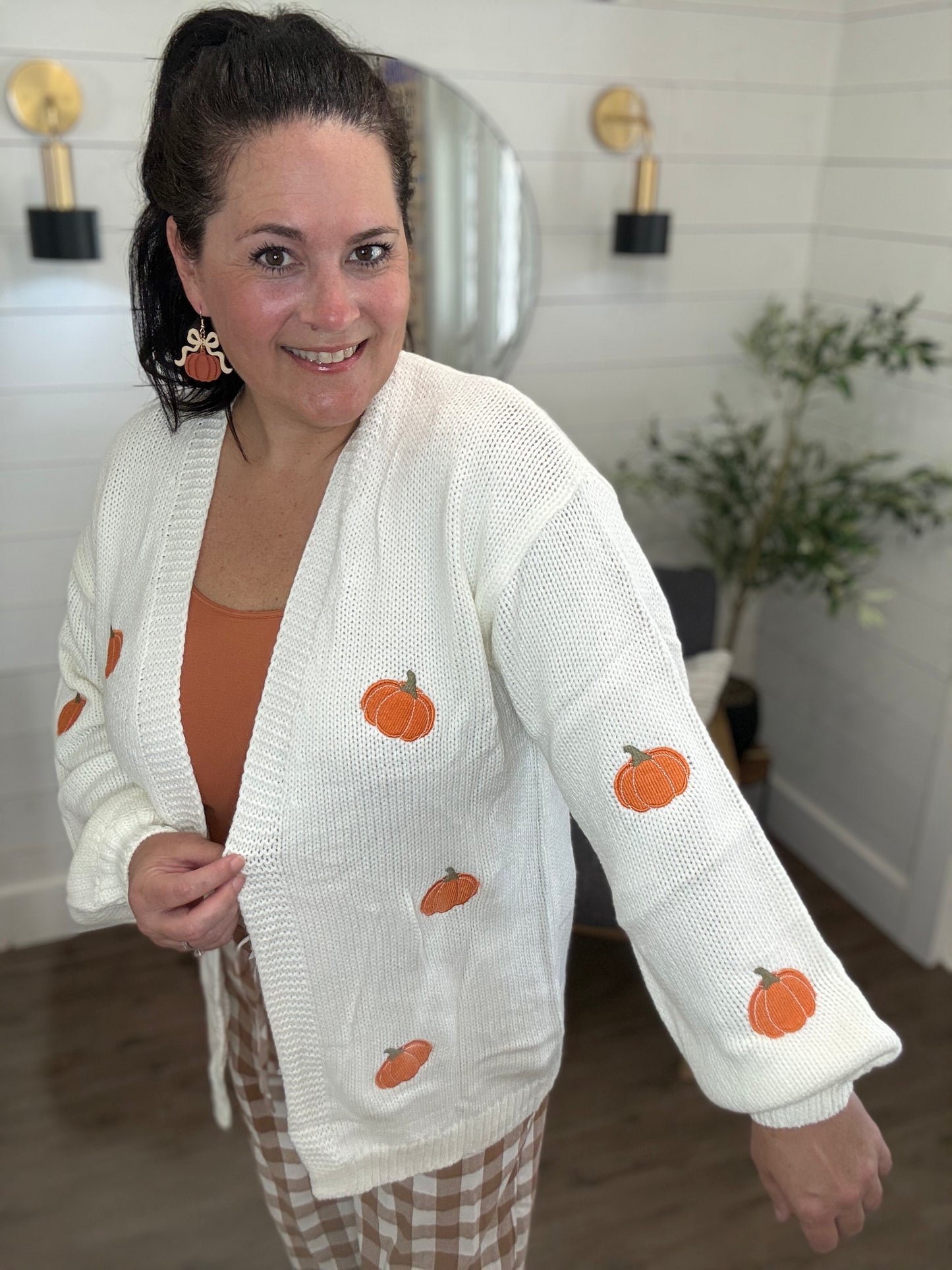 SHIPS FREE TODAY // Embroidered Pumpkin  Midi Cardigan
