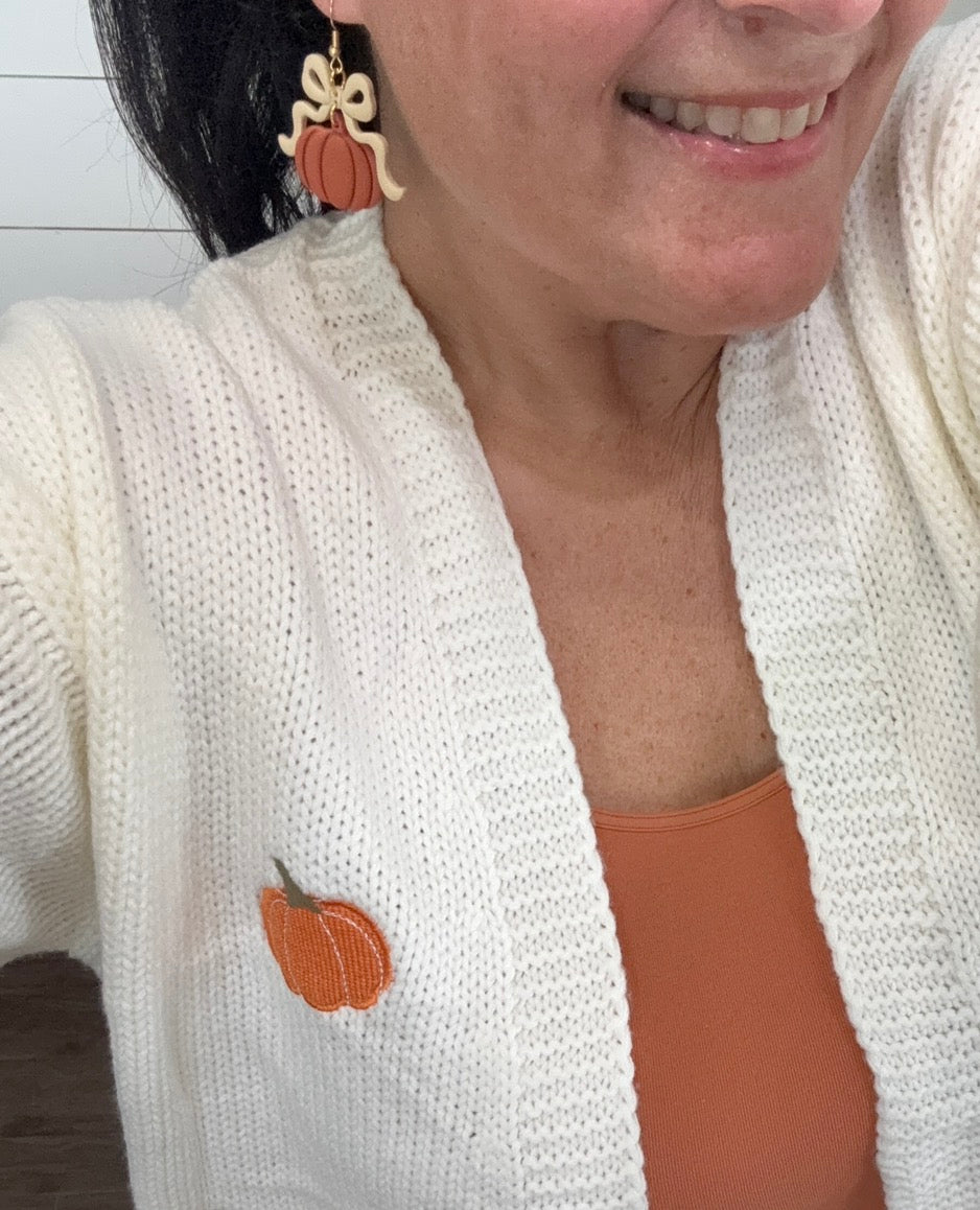 SHIPS FREE TODAY // Embroidered Pumpkin  Midi Cardigan