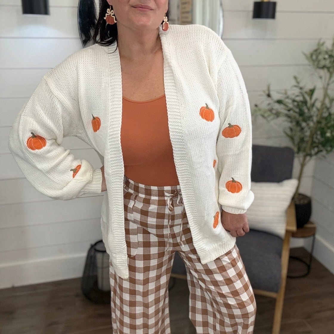 SHIPS FREE TODAY // Embroidered Pumpkin  Midi Cardigan