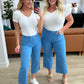 Lisa High Rise Control Top Wide Leg Crop Jeans in Sky Blue - Judy Blue