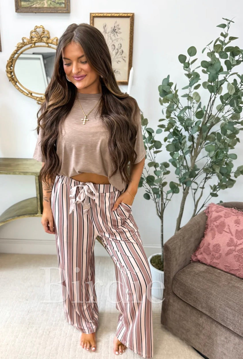 PREORDER: Stretchy Lounge Pants Cocoa Stripe // eta May-June