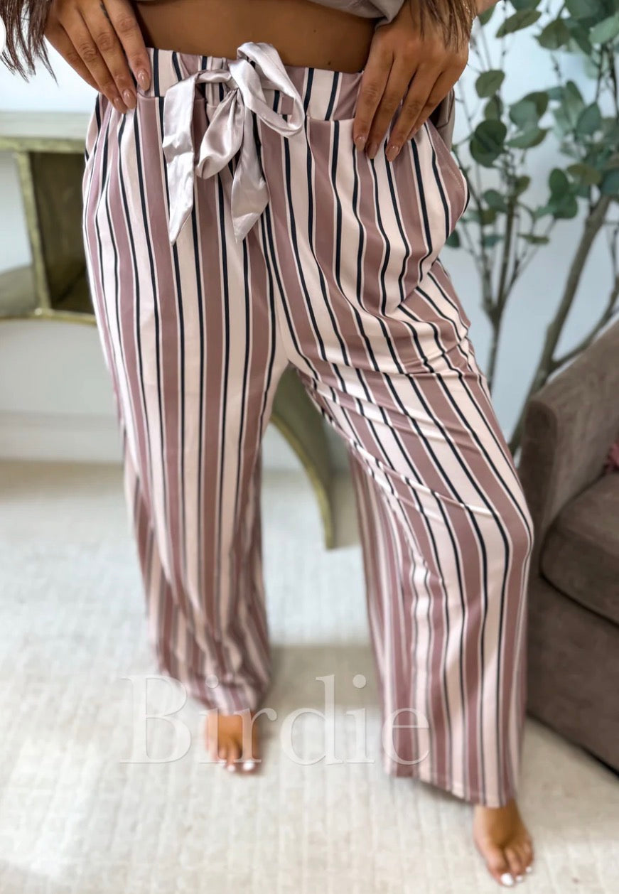 PREORDER: Stretchy Lounge Pants Cocoa Stripe // eta May-June