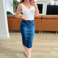 High Rise Denim Midi Skirt - Judy Blue