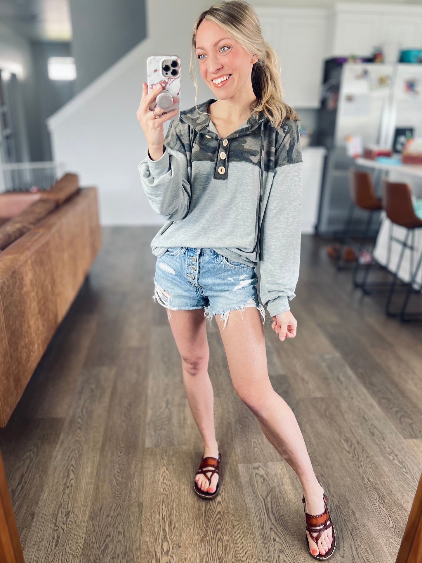 Camo Button Hoodie