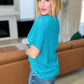 Textured V-Neck Blouse in Teal