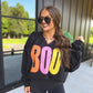 PREORDER // BOO Striped SPLIT NECK Graphic Crewneck on Black // ships in 2-3 weeks