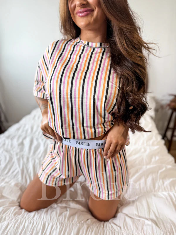 PREORDER: Tee Boxer Short Set in Spooky Stripes // eta 3-4 weeks