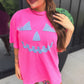 PREORDER:Checkered Pumpkin Face Graphic Tee on Neon Pink // Closes 8/7